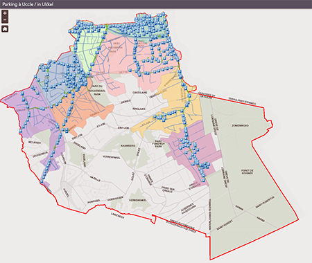 Cliquer sur l'illustration pour accéder à la carte des secteurs de stationnement règlementés à Uccle. 