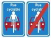 Panneaux indicateurs des débuts et fin de zones de rue cyclable