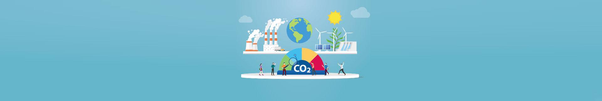 Bannière bilan carbone - illustration du cycle du carbone sur la Terre